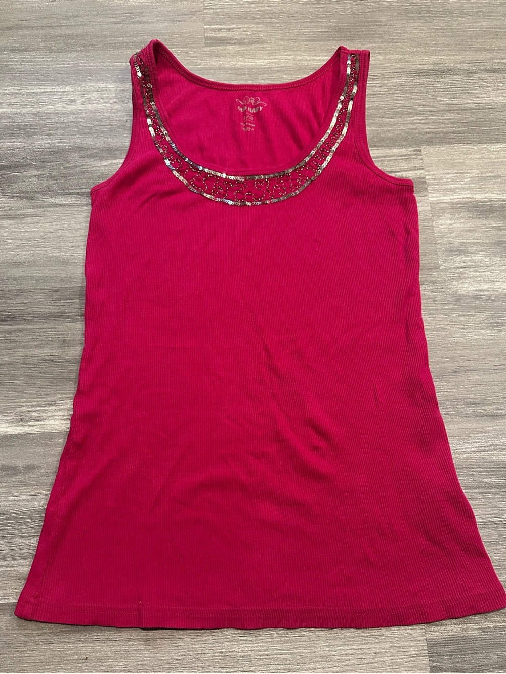 Old Navy Women’s Magenta Beaded Ribbed Knit Tank Top 100% Cotton Large